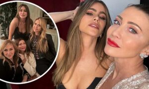 Sofia Vergara danced the night away at a party she threw for her long time friend Valentina Micchetti.  The 51 year-old opted for gray skinny jeans and stilettos while she put on a busty display in a low cut black tank top in image shared to Instagram